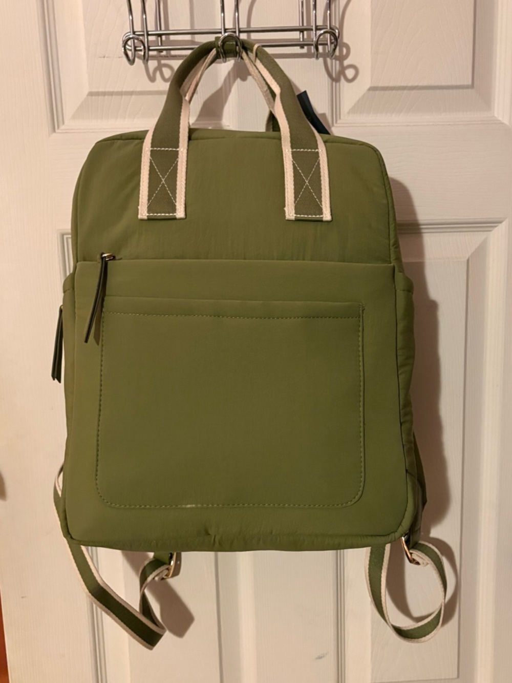Olive Green Backpack Tote - Versatile Carry for Work & Travel